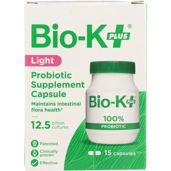 BIO K: Probiotic Supplement Capsule Light 12.5 Billion Cultures, 15 cp
