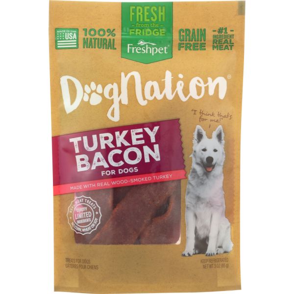 DOGNATION: Dog Treat Turkey Bacon NF, 3 oz