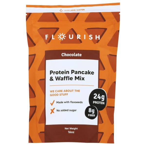FLOURISH: Protein Pancake Waffle Mix Chocolate, 16 oz