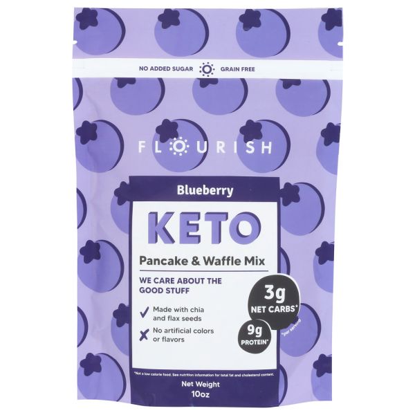 FLOURISH: Blueberry Keto Protein Pancake Mix, 10 oz