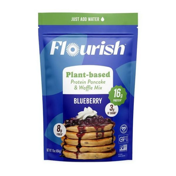 FLOURISH: Blueberry Plant-Based Protein Pancake Mix, 16 oz