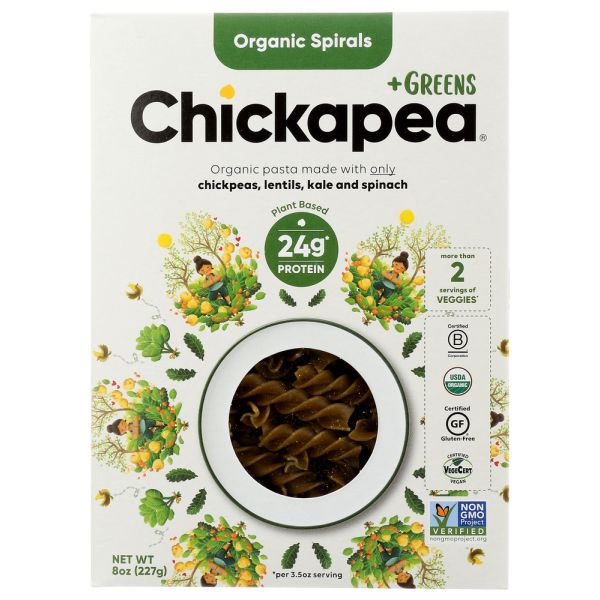 CHICKAPEA: Pasta Greens Spirals, 8 oz