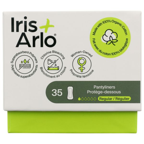 IRIS PLUS ARLO: Organic Regular Cotton Pantyliners, 35 ea