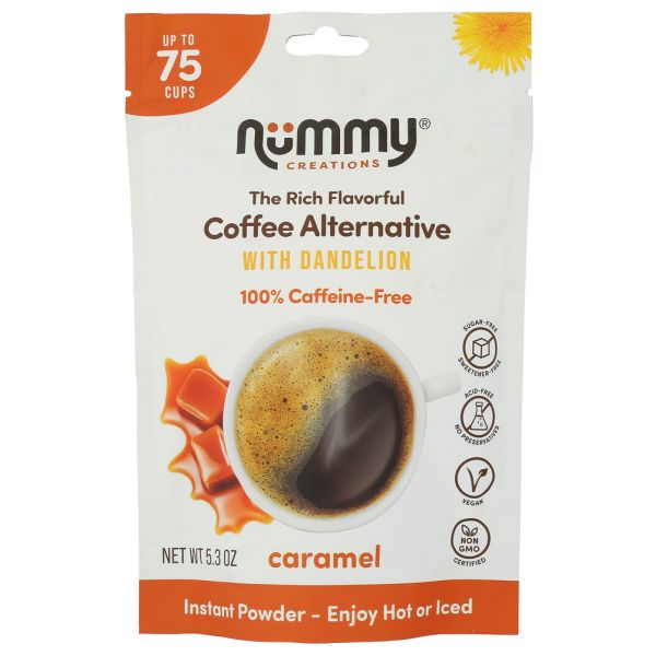 NUMMY CREATIONS: Caffeine Free Coffee Alternative Caramel With Dandelion, 5.3 oz