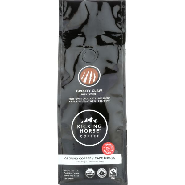 KICKING HORSE: Grizzly Claw Ground Coffee Dark Roast, 10 oz