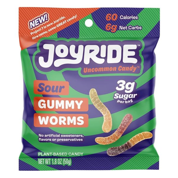 JOYRIDE: Gummy Sour Worms Zero, 1.8 OZ