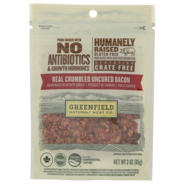GREENFIELD: Real Crumbled Uncured Bacon, 3 oz