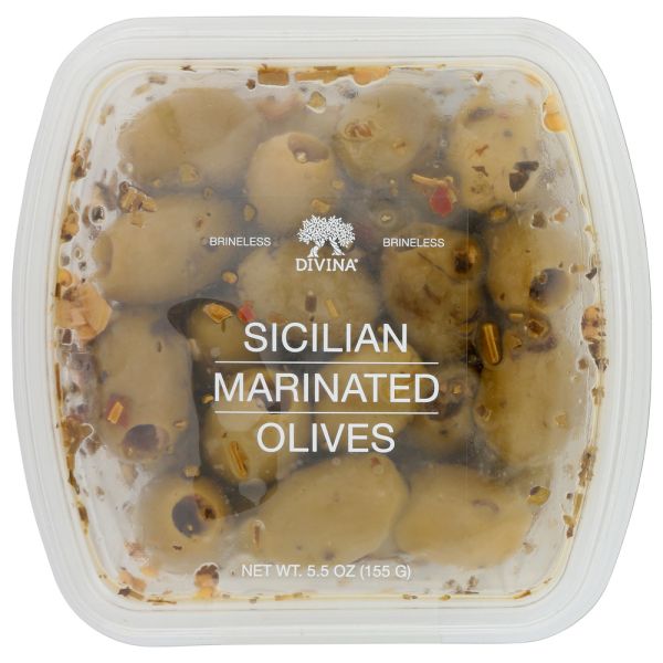 DIVINA: Olives Marinated with Sicilian Herbs, 4.60 oz
