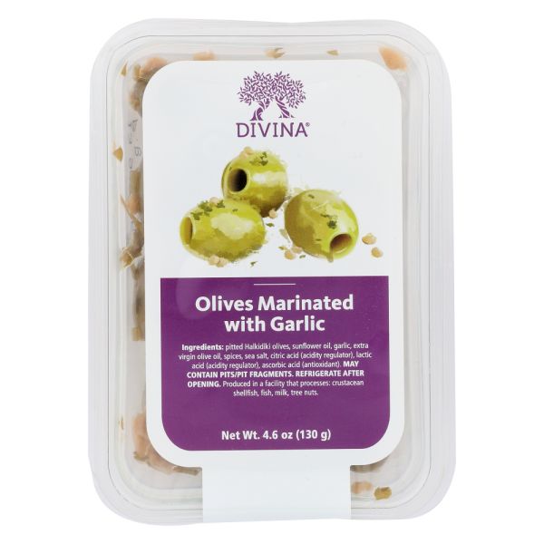 DIVINA: Olives Marinated With Garlic, 4.6 oz