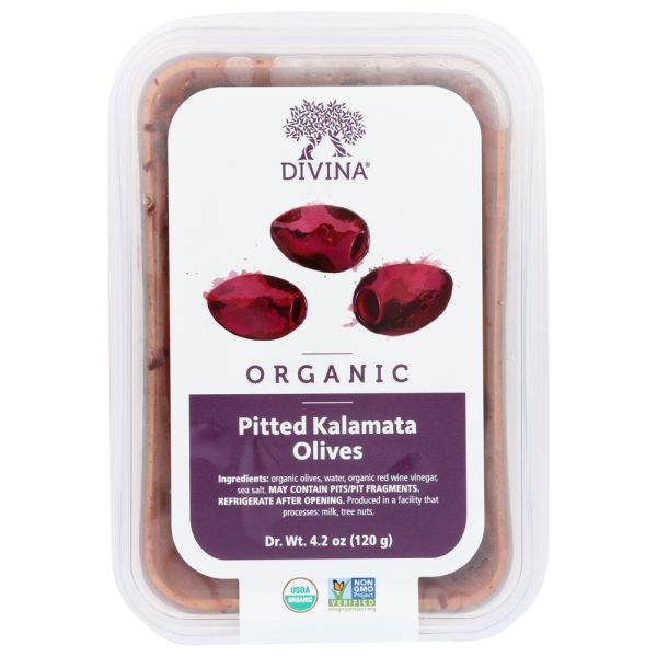 DIVINA: Organic Pitted Kalamata Olives, 4.2 oz