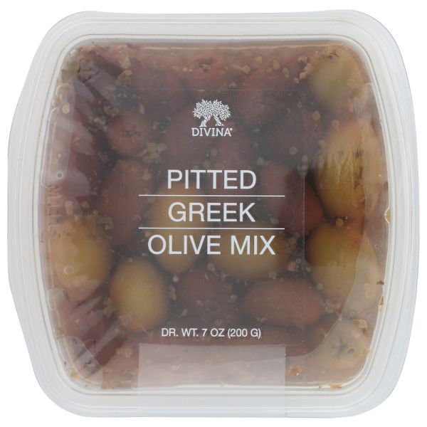 DIVINA: Olive Mix Greek Pitted, 7 OZ