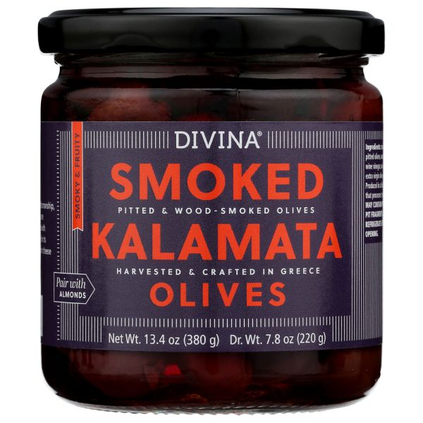 DIVINA: Olives Smoked Kalamata, 7.8 OZ