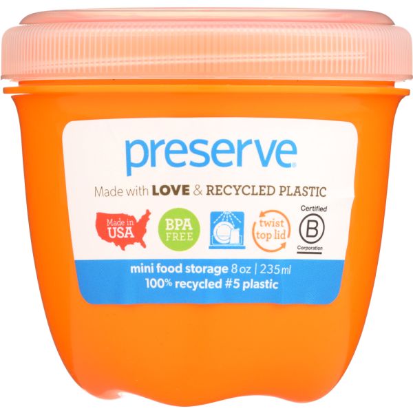 PRESERVE: Food Storage Mini Single Orange, 8 oz