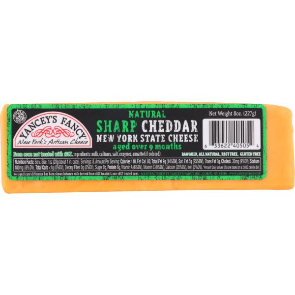 YANCEYS FANCY: Cheese Sharp Yellow Cheddar Stick, 8 oz