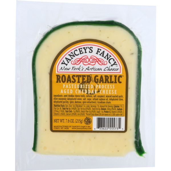 YANCYS FANCY: Cheese Wedge Garlic Cheddar, 7.6 oz