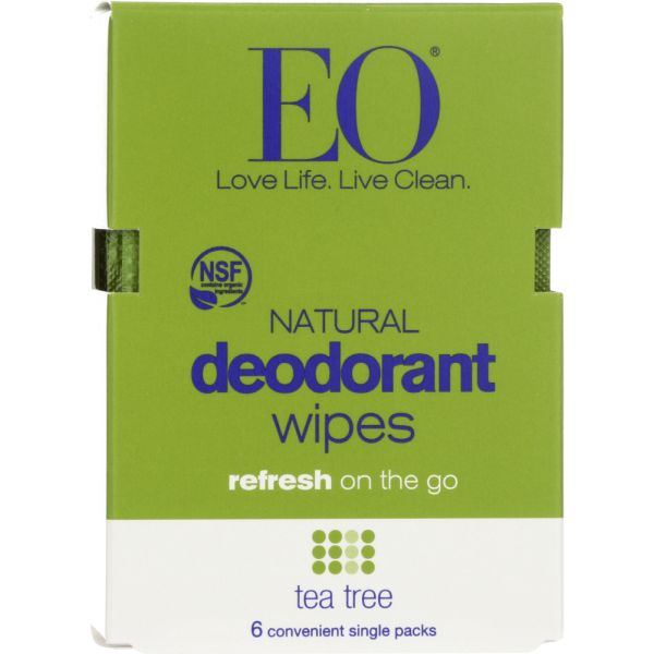 EO: Deodorant Wipes Tea Tree, 1 ea