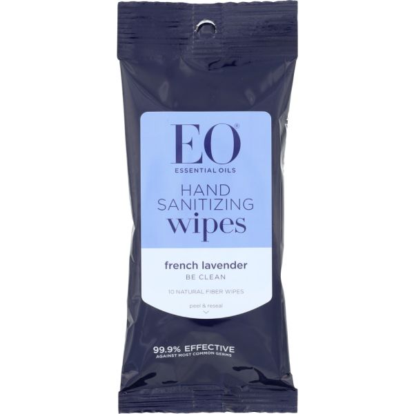 EO: Resealable Hand Sanitizer Wipes Lavender, 1 ea