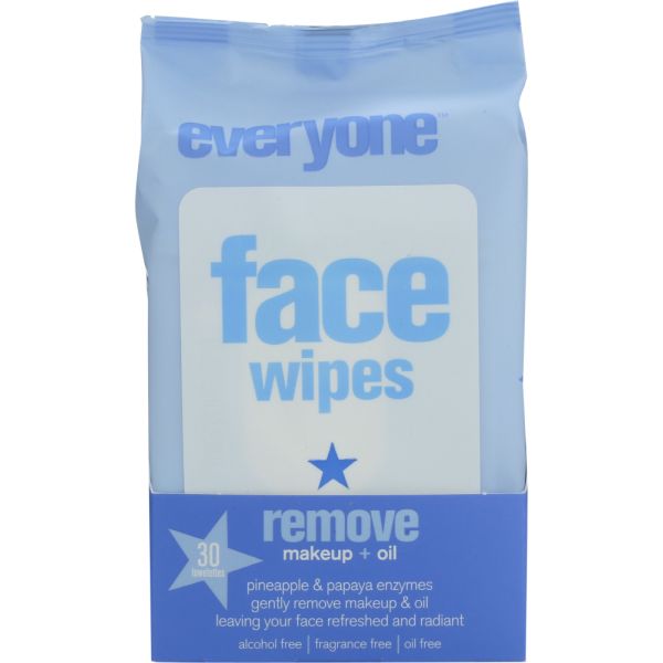 EO Products Everyone Face Make-Up Removing Wipes, 30 Count