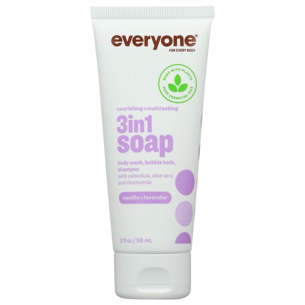 EVERYONE: Vanilla + Lavender Travel Size 3in1 Soap, 2 fo