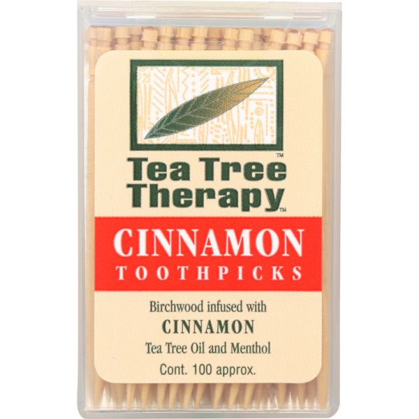 Tea Tree Therapy Cinnamon Toothpicks, 100 Pc