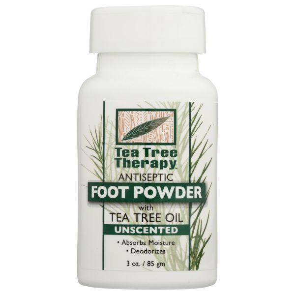 TEA TREE THERAPY: Foot Powder Unscented, 3 oz