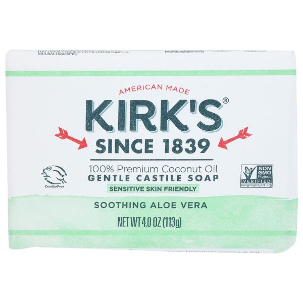 KIRKS: Gentle Castile Bar Soap Soothing Aloe Vera, 4 oz
