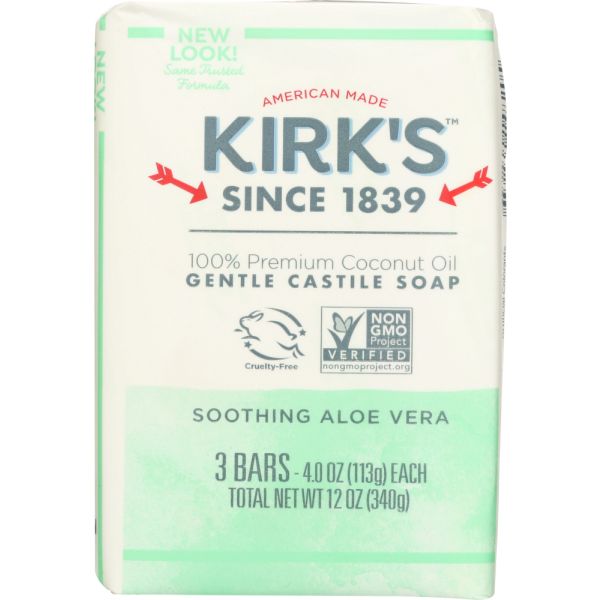 KIRKS: Aloe Vera Castile Bar Soap 3 Pack, 12 oz