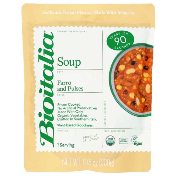 BIOITALIA: Organic Farro And Pulses Soup, 10.5 oz