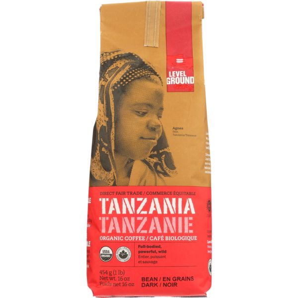 LEVEL GROUND COFFEE: Coffee Whole Bean Tanzania Dark Roast, 16 oz