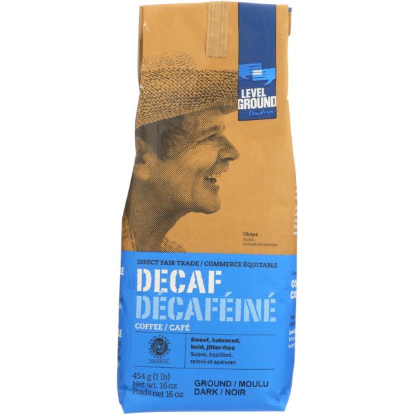 LEVEL GROUND COFFEE: Coffee Ground Dark Decaf, 16 oz