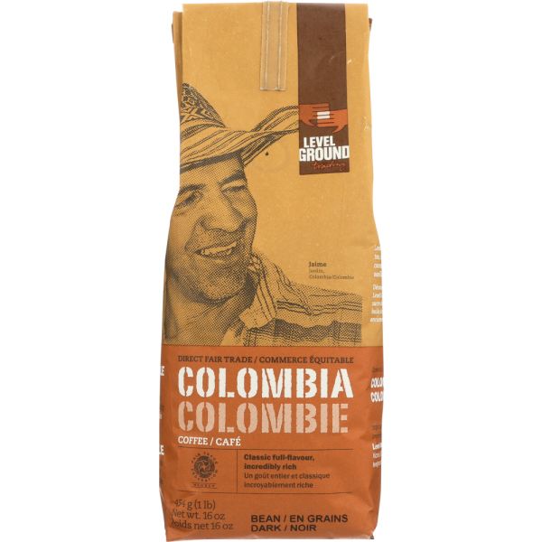 LEVEL GROUND COFFEE: Coffee Whole Bean Columbia Dark Roast, 16 oz