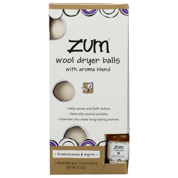 ZUM: Wool Dryer Balls Frnk Myr, 8.5 OZ