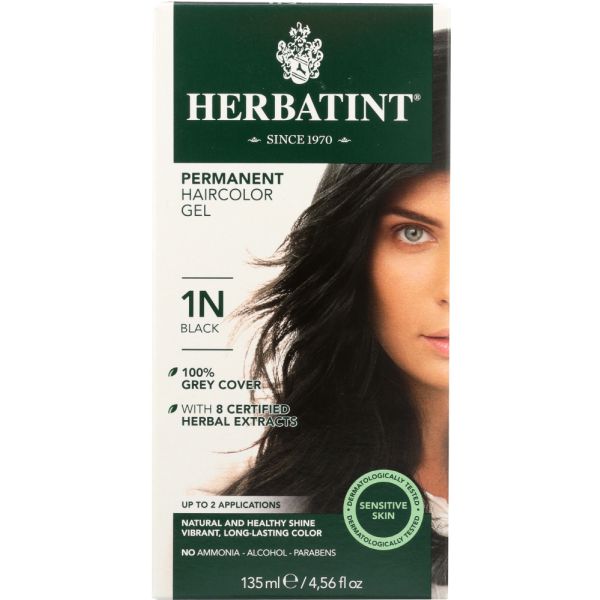 HERBATINT: Permanent Hair Colour Gel 1N Black, 4.56 oz