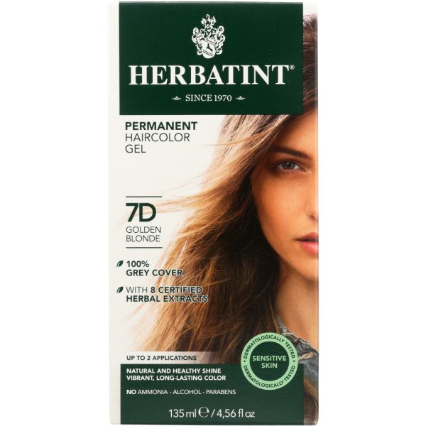 HERBATINT: Permanent Hair Color Gel 7D Golden Blonde, 4.56 oz