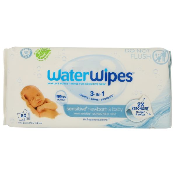 WATERWIPES: Sensitive Newborn and Baby Wipes 60Pc, 1 ea