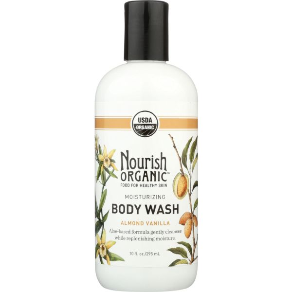 Nourish Organic Body Wash Almond Vanilla, 10 Oz