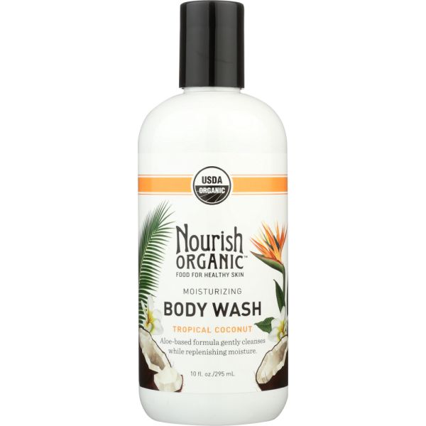 Nourish Organic Moisturizing Cream Organic Body Wash Tropical Coconut, 10 oz