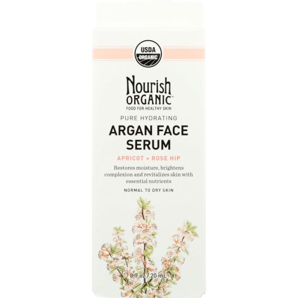 Nourish Organic Pure Hydrating Argan Face Serum Apricot + Rosehip, 0.7 Oz
