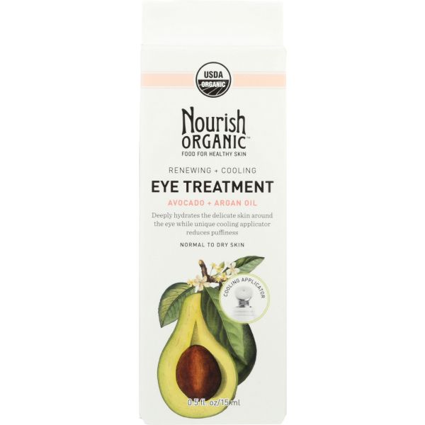 Nourish Organic Renewing + Cooling Eye Treatment, Avocado + Argan Oil, 0.5 Oz