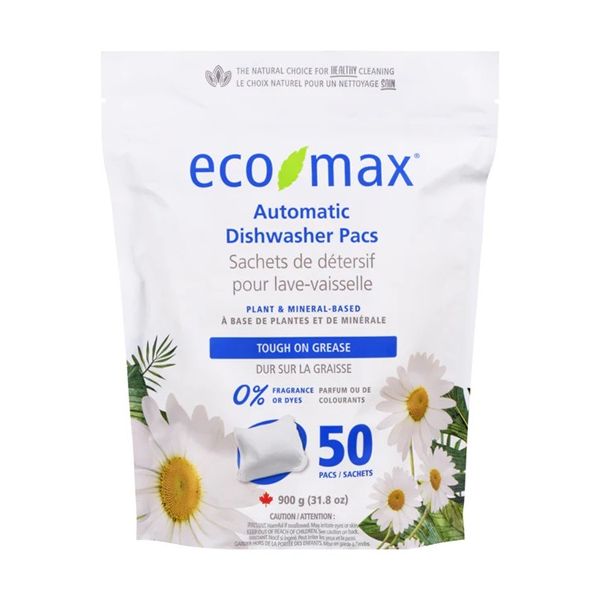 ECO MAX: Fragrance-Free Automatic Dishwasher Pacs, 50 ea