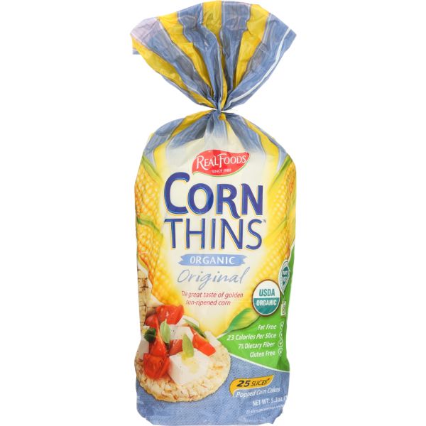 REAL FOODS: Organic Corn Thins Original, 5.3 oz