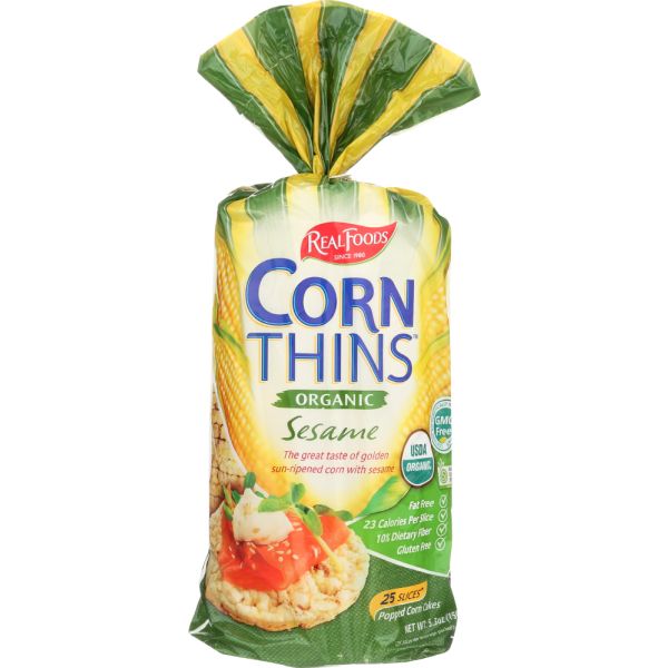 REAL FOODS: Corn Thin Sesame Organic, 5.3 oz