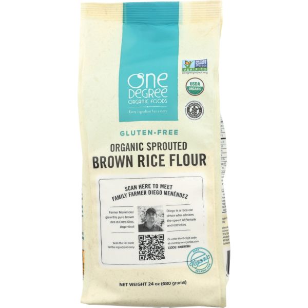 ONE DEGREE: Flour Brown Rice Sprouted Organic, 24 oz