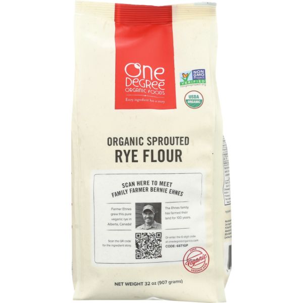 ONE DEGREE: Flour Rye Sprouted Organic, 32 oz