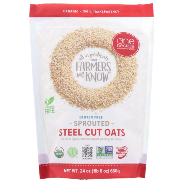 ONE DEGREE: Organic Sprouted Steel Cut Oats, 24 oz
