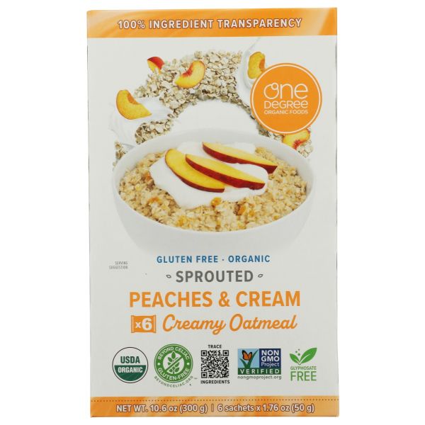 ONE DEGREE: Sprouted Peaches And Cream Oatmeal, 10.6 oz