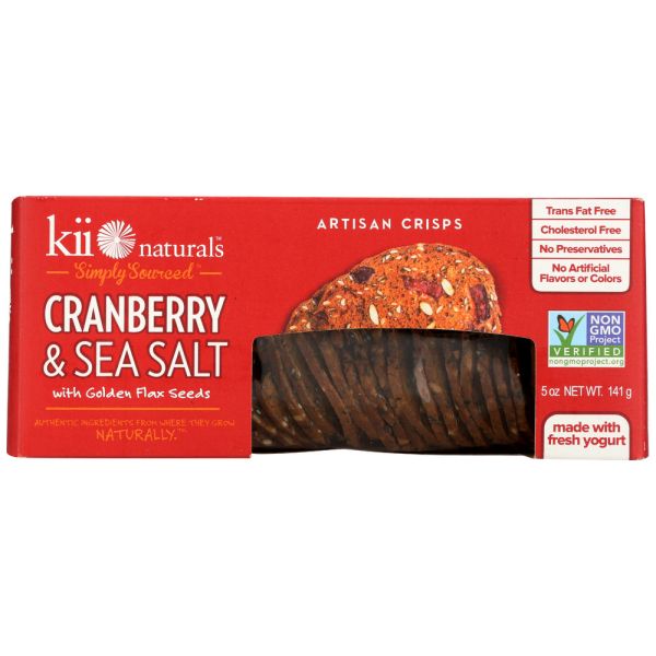 KII NATURALS: Cranberry & Sea Salt with Golden Flax Seeds Crisps, 5 oz