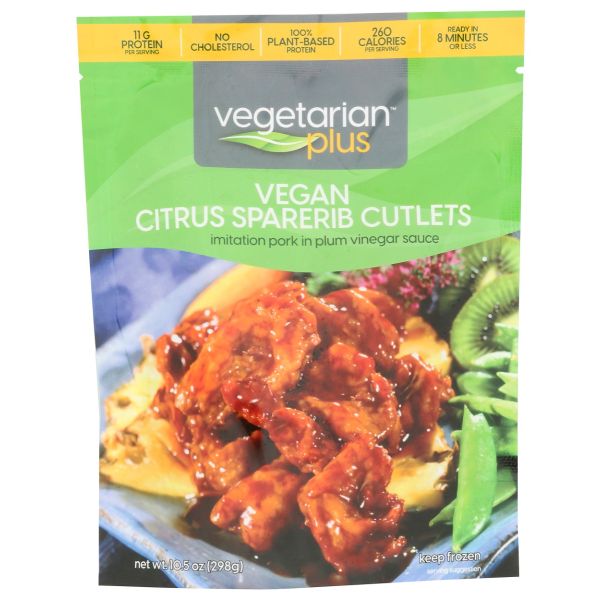VEGETARIAN PLUS: Vegan Citrus Sparerib Cutlets, 10.5 oz