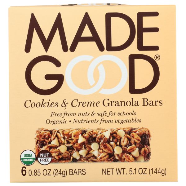 MADEGOOD: Cookies And Creme Granola Bars, 5.1 oz