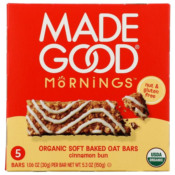 MADEGOOD: Mornings Cinnamon Bun Soft Baked Oat Bars, 5.3 oz